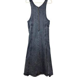Gray Denim Acid Wash Overalls Maxi Dress Size Small Grunge Goth Steampunk Kawaii